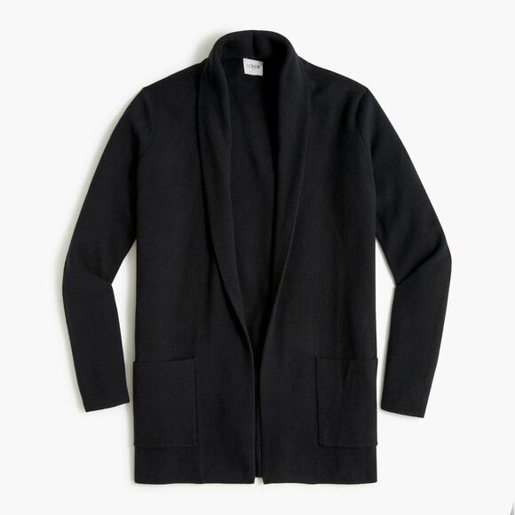 J. Crew Factory Chelsea Sweater Open Front Shawl Collar Cardigan Black NWT XXS - Picture 1 of 8